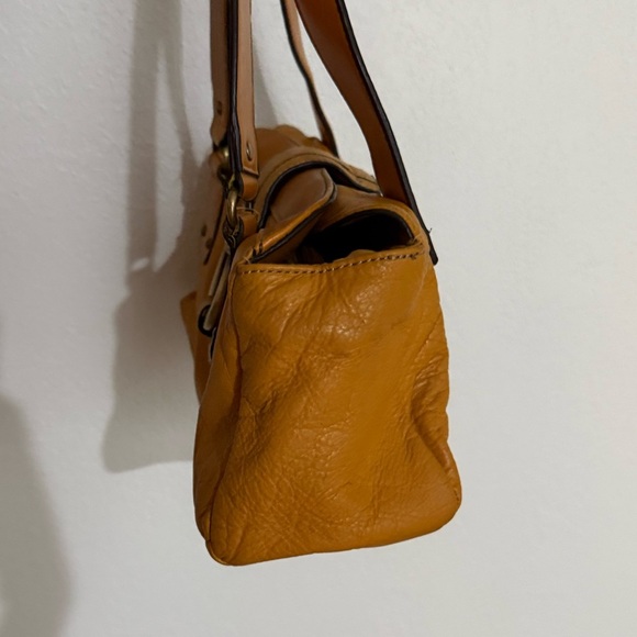Vintage Y2K western Orange mustard leather shoulder bag baguette style purse - Picture 12 of 14